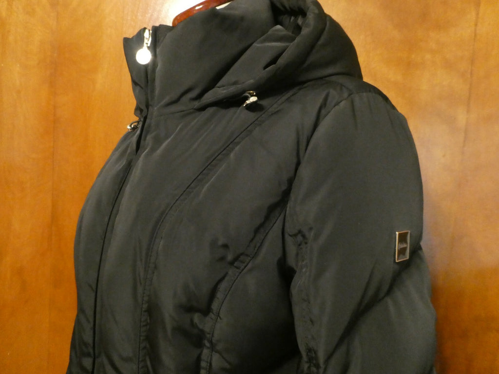 Calvin Klein Womens Duck Down Waterfowl Feathers Black Winter Hooded Coat Medium
