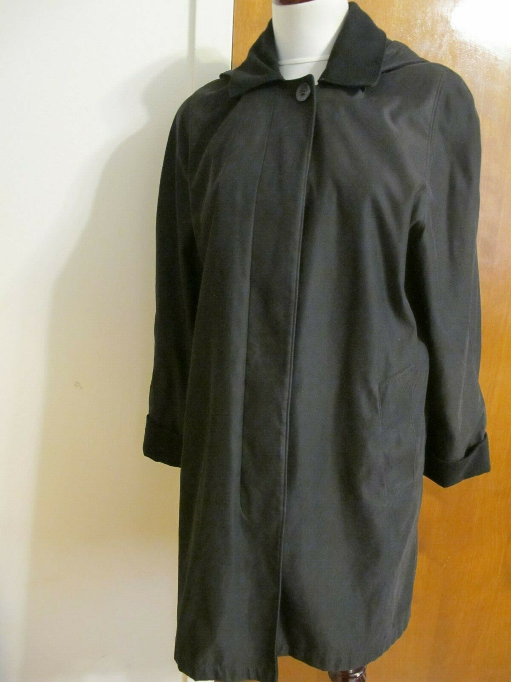 London Fog women's black A-line hooded jacket coat Small