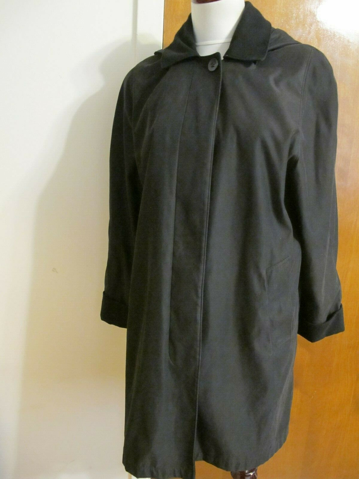 London Fog women's black A-line hooded jacket coat Small