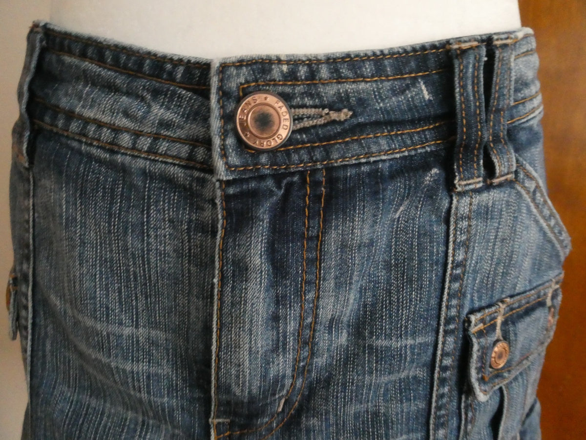 Faded Glory Women's Blue Jean Skirt Built in Shorts with Pockets Size Missy 10