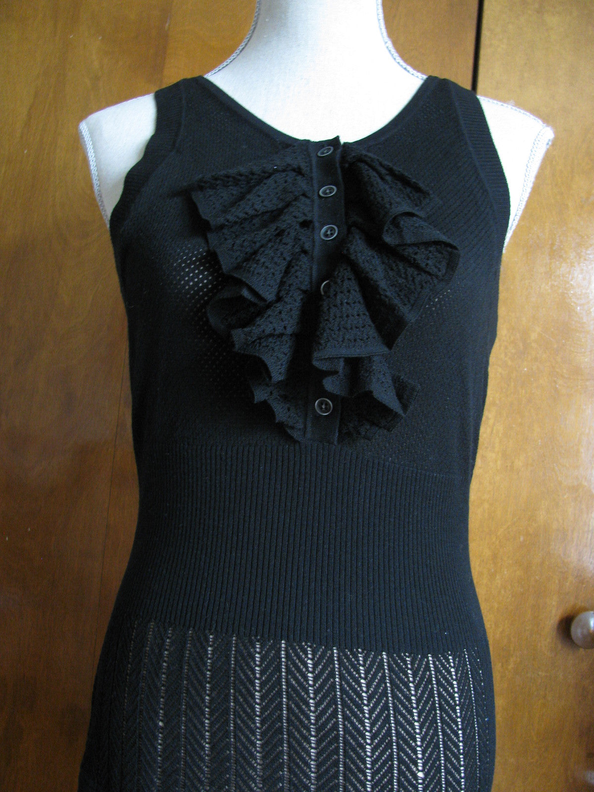 Lacoste Malandrino women’s black mesh lined detailed dress Large