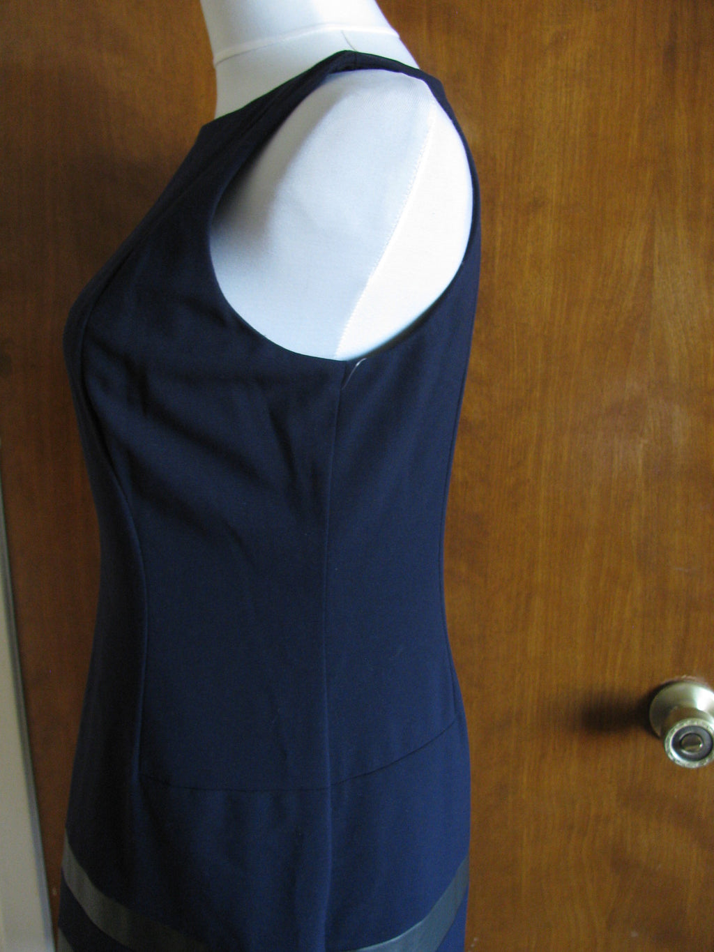 Ralph Lauren women's navy black  faux leather insert detailed NWT dress sz 6 
