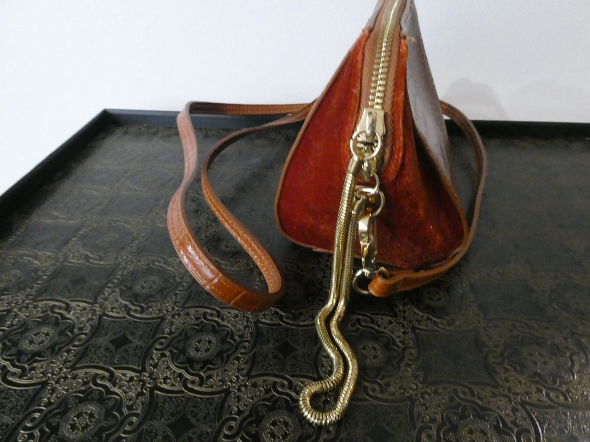 Street Level Orange/Brown Small Crossbody Tote Purse