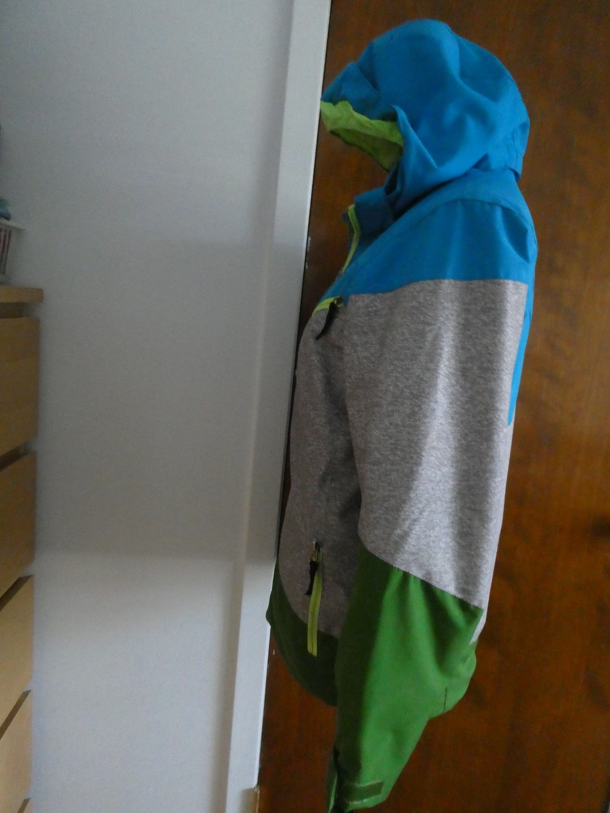 Spyder Kids Sz 16 Ski Jacket Blue Gray Green Hooded 3M Thinsulate Insulated Coat
