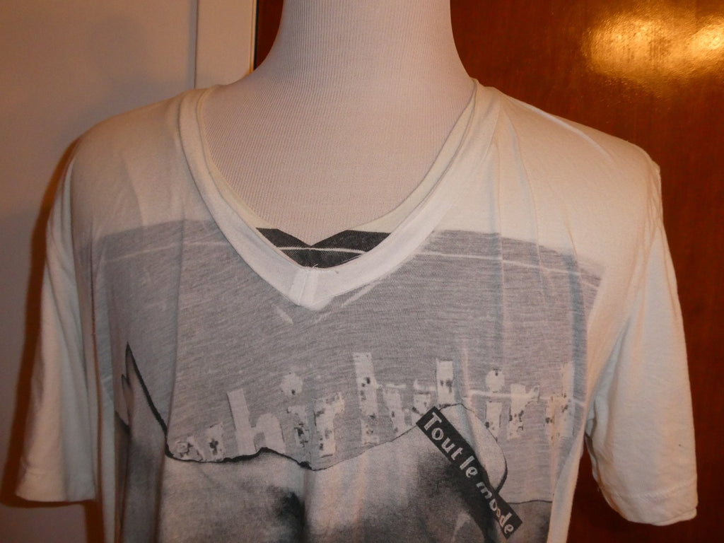Second+Sunday Men White Graphic T-Shirt Soft Cotton Print Crew Neck XXL (fitsXL)