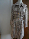 Aliceblue Women’s Plaid Long Jacket Coat Gray Pink Gold Snap Stretch Size Small