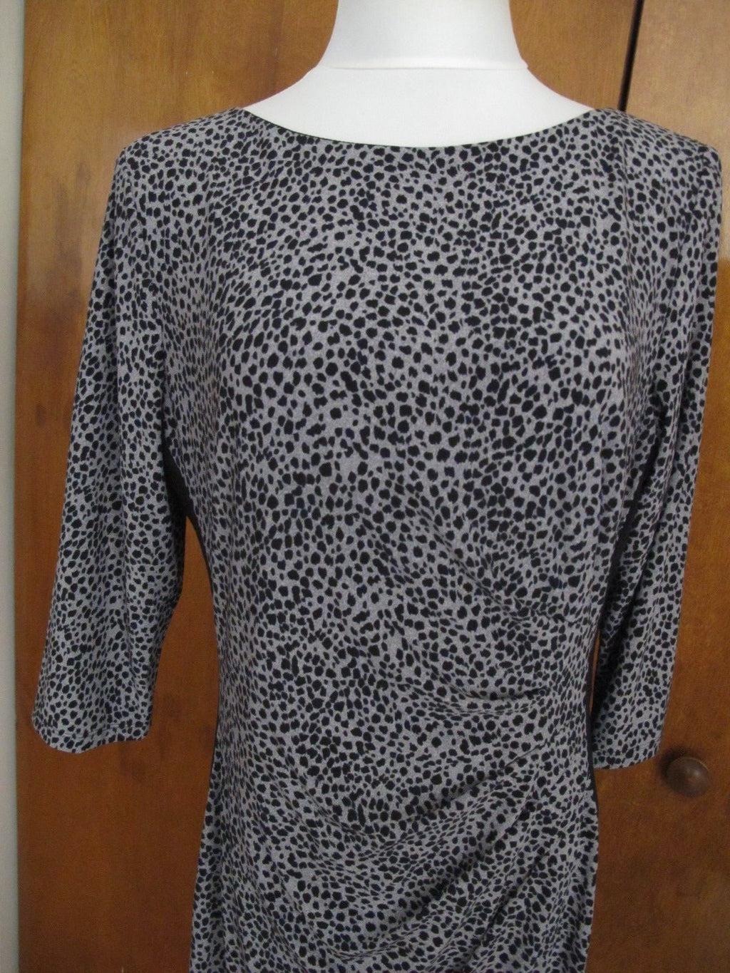 Ralph Lauren women's black gray gathered lined dress 16 