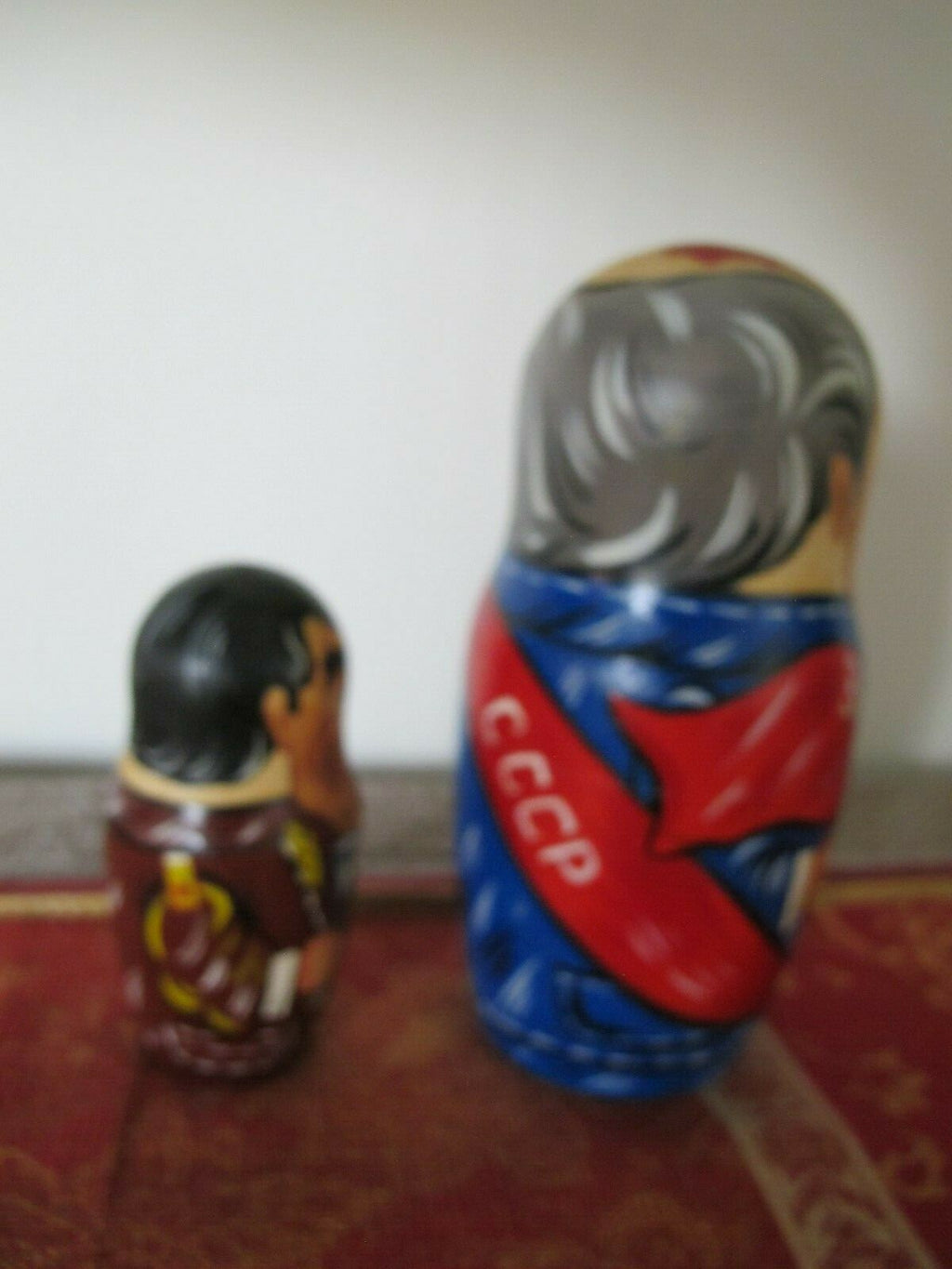 Russian Soviet Presidents Yeltsin Gorbachev Brezhnev Wooden Matreshka Doll 