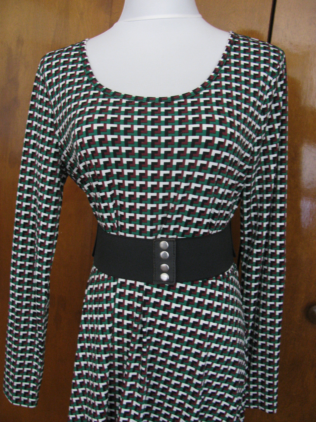Michael Kors Womens Palmeto Green Geo Print Fit And Flare Dress New