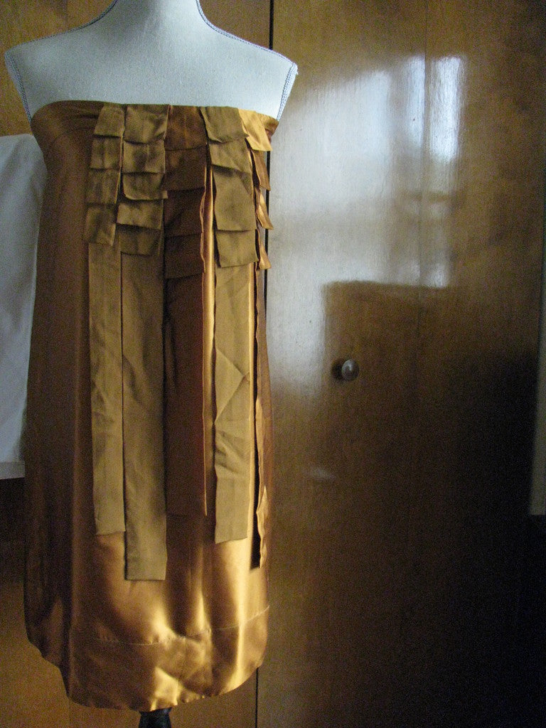 French Connection Women's Palm Honey Tudor Silk Dress Size 0 