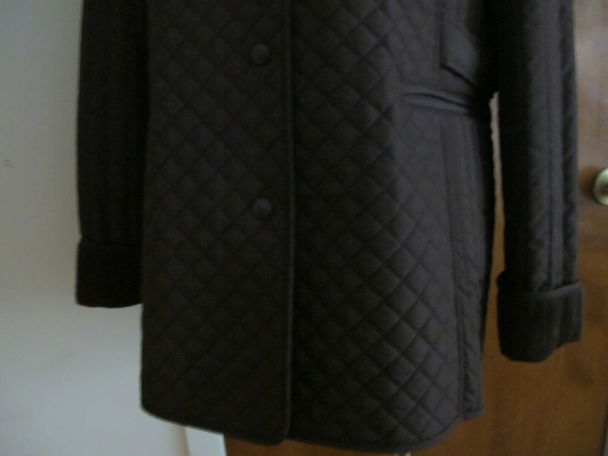 Larry Levin Women's Brown Quilted Coat Jacket Faux Fur Lining XLarge