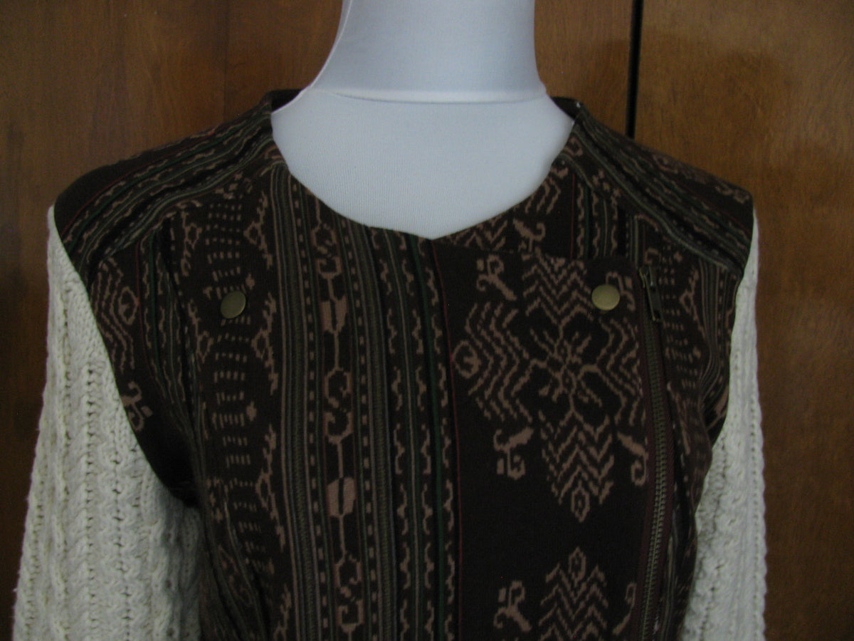 Anthropologie Lilka women’s brown cotton lined detailed jacket size LP NWT