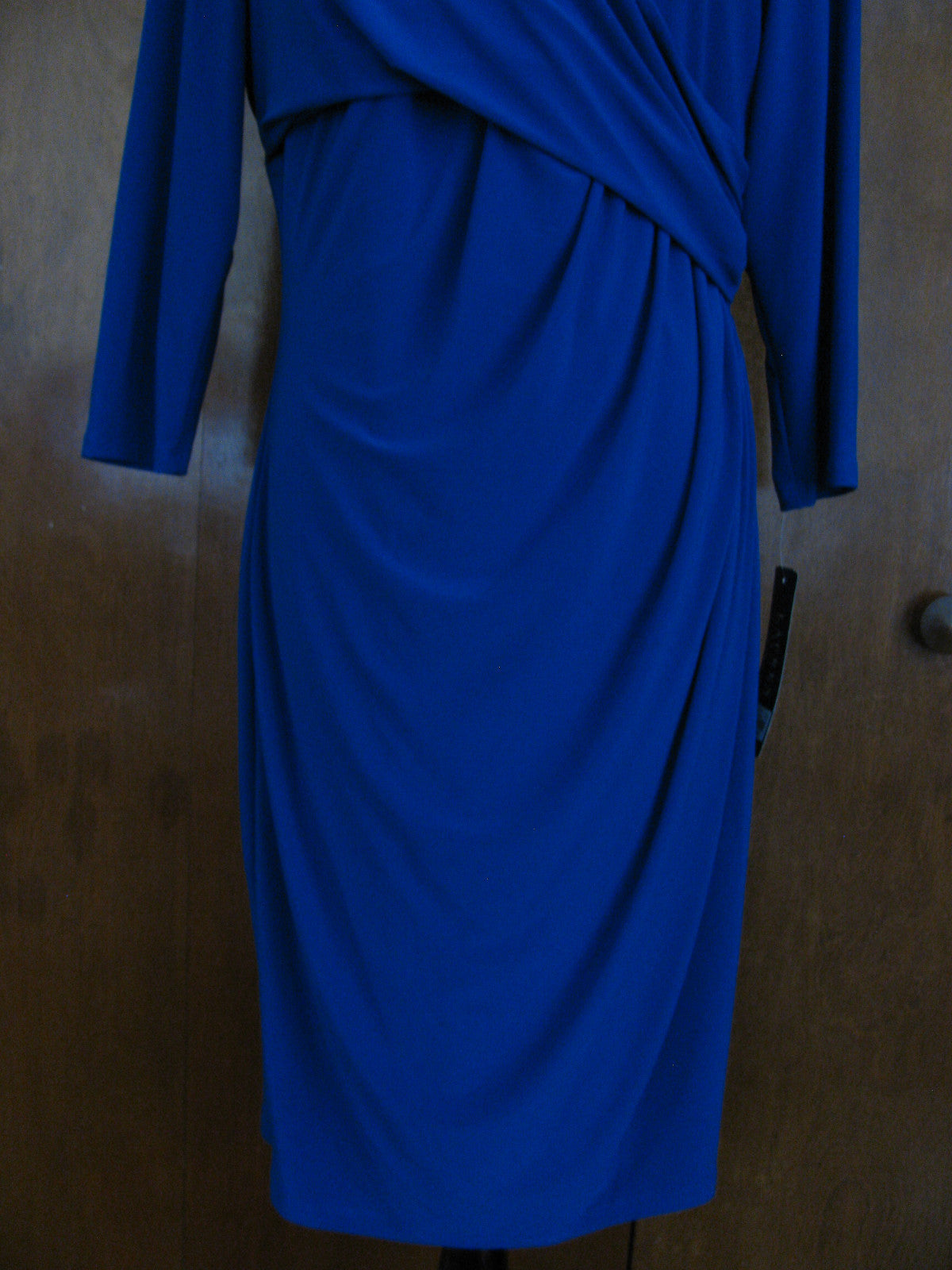 Ralph Lauren Women's Capri Blue Faux Wrap Evening Gathered Dress New