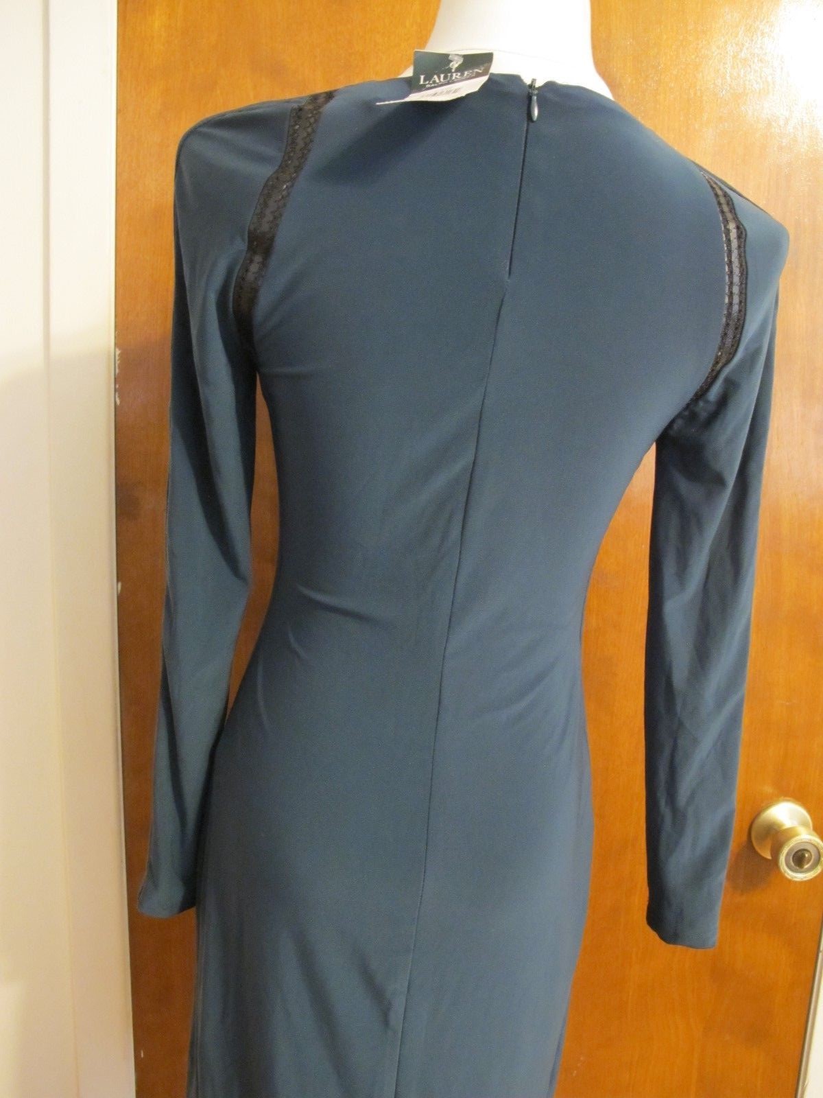 Ralph Lauren women's dark green evening gathered New dress 