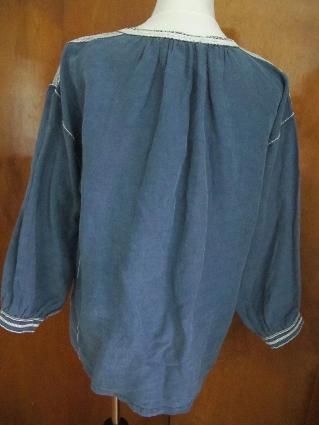 Polo Ralph Lauren women’s linen blue bohemian detailed top 