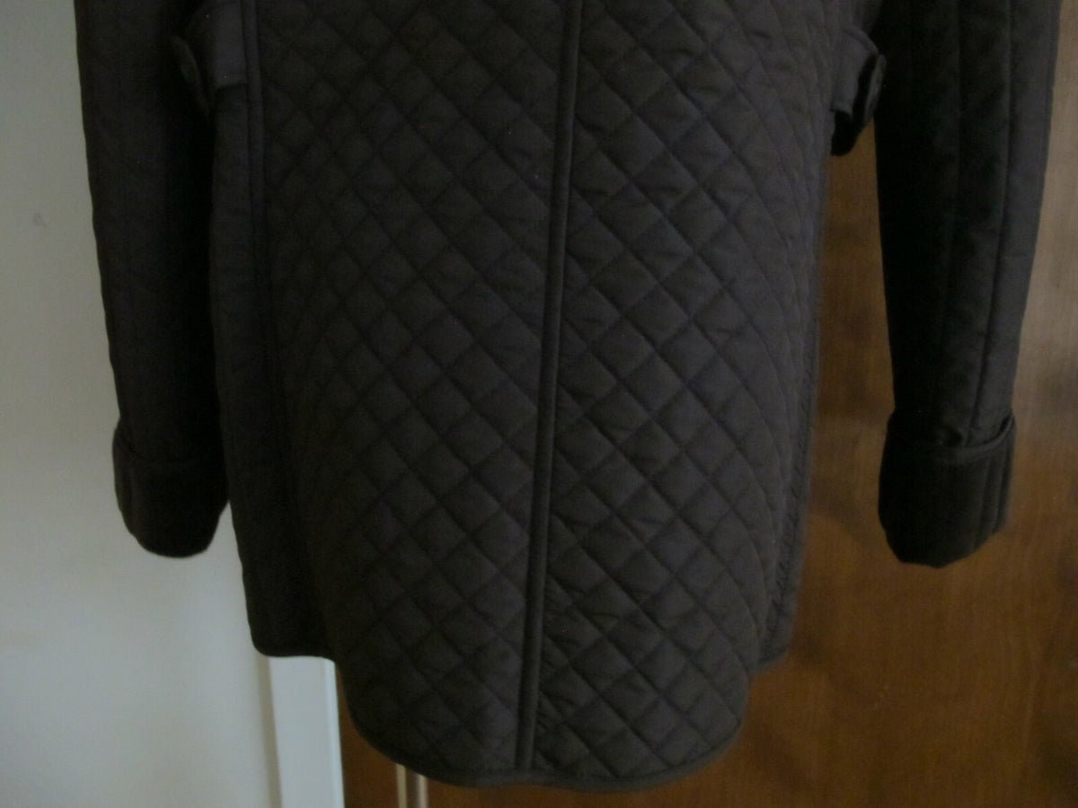 Larry Levin Women's Brown Quilted Coat Jacket Faux Fur Lining XLarge