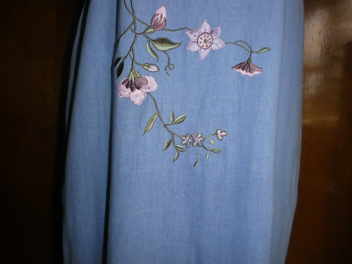 Ultra Dress New York  Lilac Linen Blend Embroidered Floral Maxi Dress Lined 10