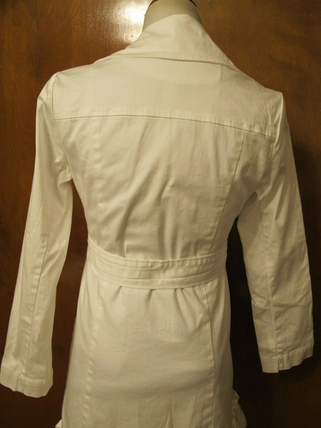 Nine West Women’s White Button-Down Cotton Trench Lined Coat Blazer M (fits S)