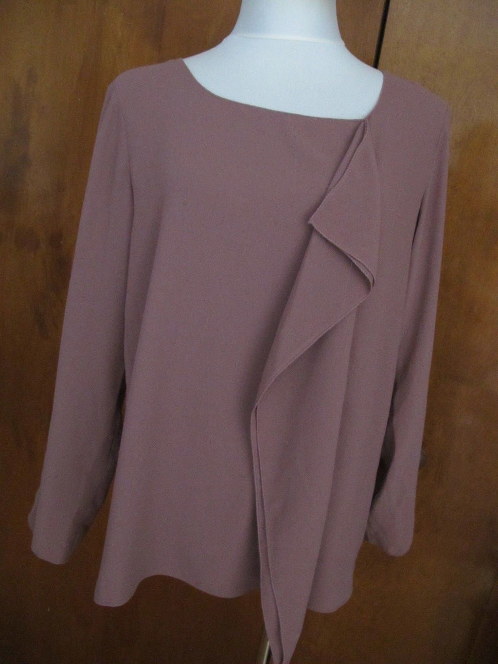 Max Studio women's brown ruffle long sleeves blouse top size large NWT