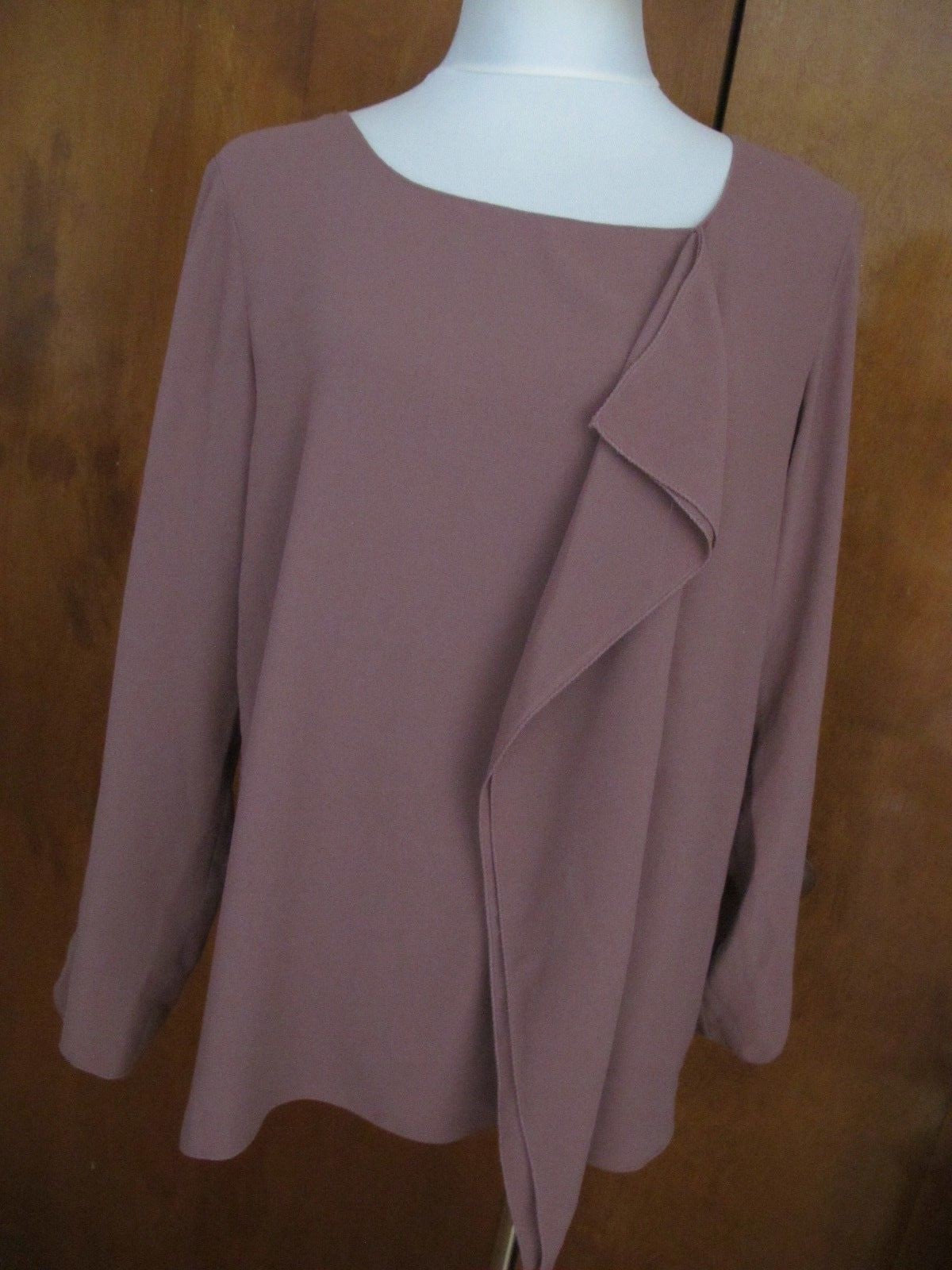 Max Studio women's brown ruffle long sleeves blouse top size large NWT