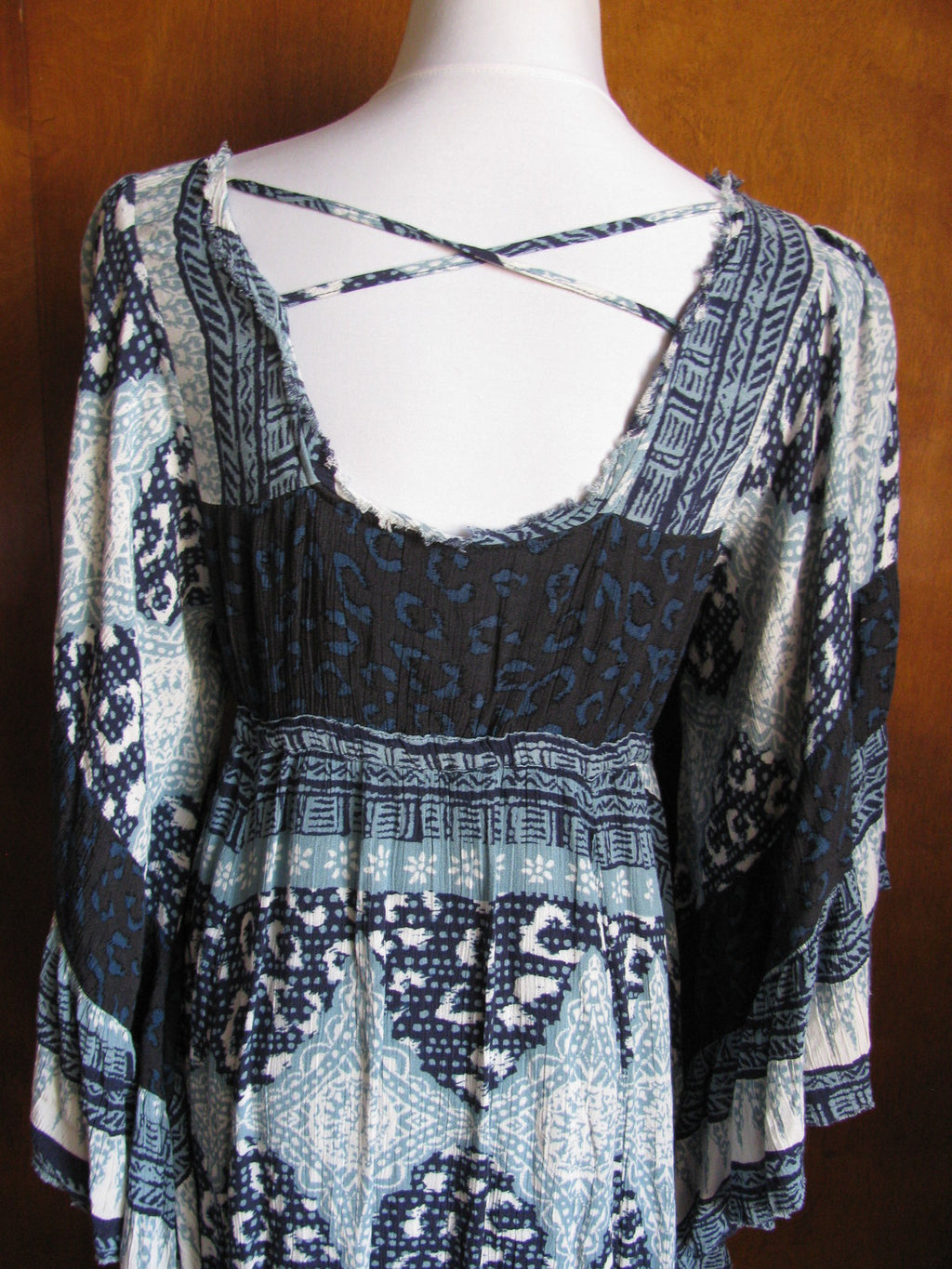 Free People womens blue relaxed fit short lined soft rayon NWT dress size Small 