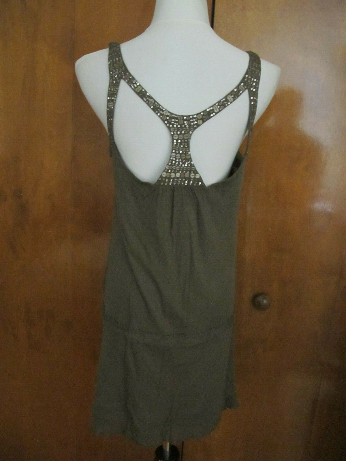 Free People women's dark green detailed tencel lined mini dress size 8