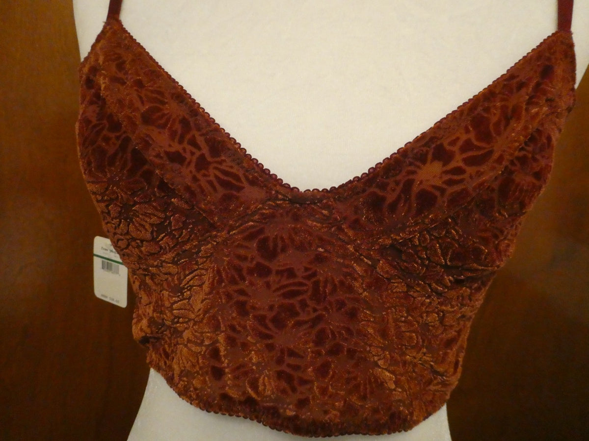 Free People Women Bralette Trust Floral Velour Adjustable Straps Bra Size Large