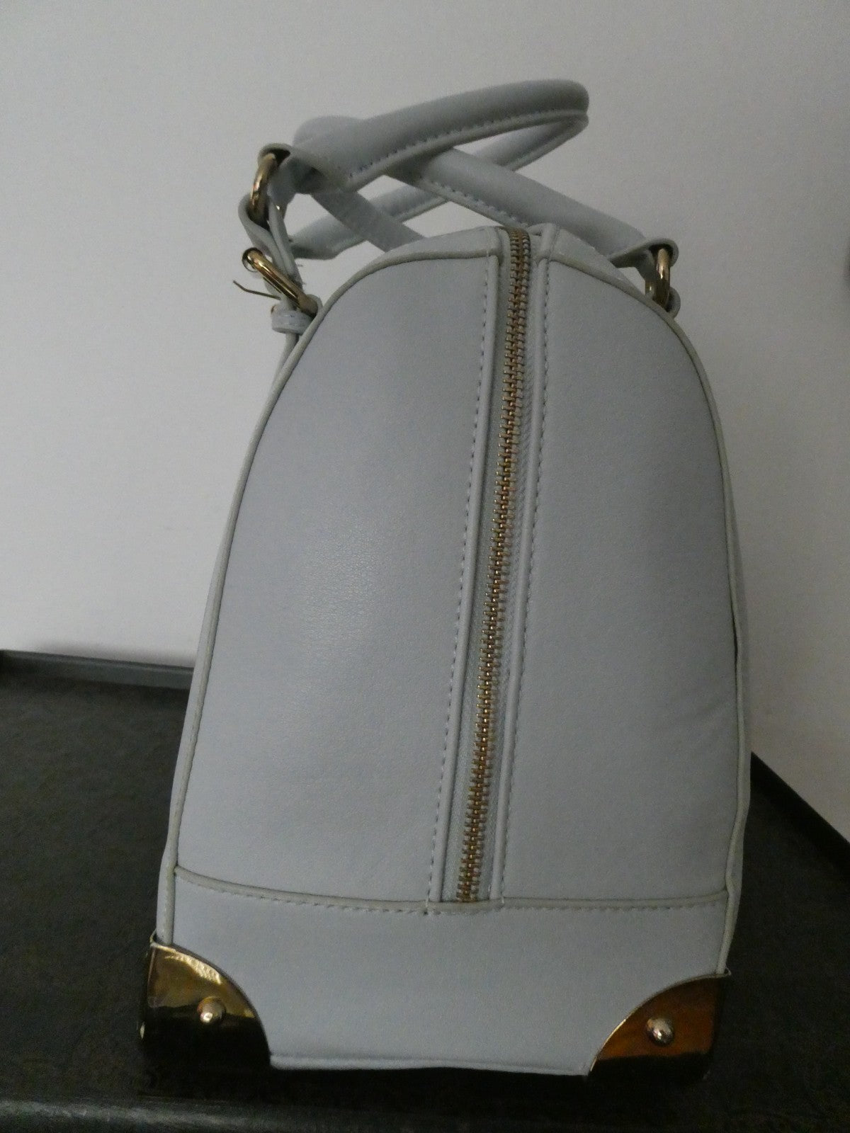 Aldo Women Blue Solid Faux Leather Satchel Shoulder Handbag 14”X11”X7”