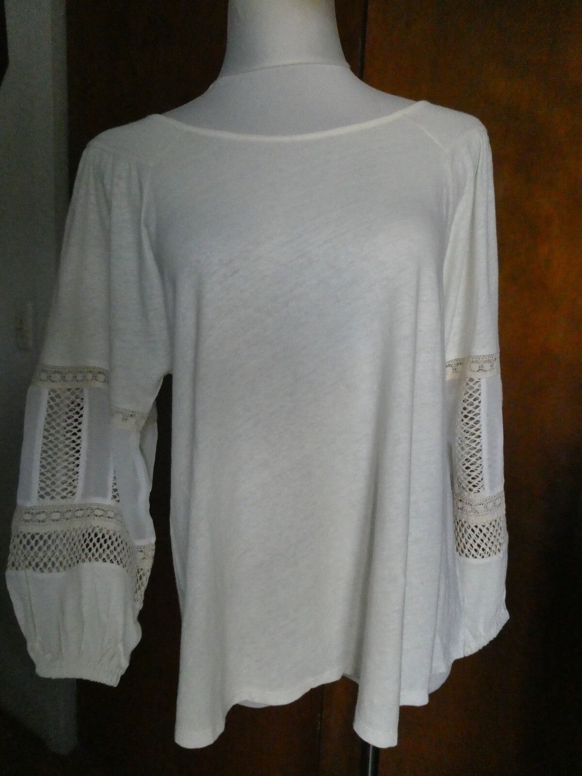 Anthropologie Guest Editor White/Cream Crocheted Long Sleeves Shirt Size Small