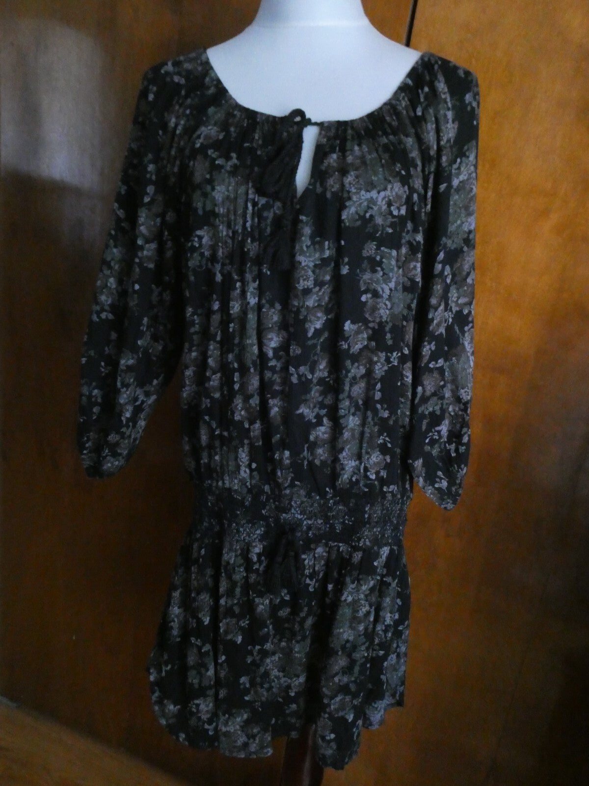 Denim & Supply Ralph Lauren Floral Printed Mini Dress Black Large