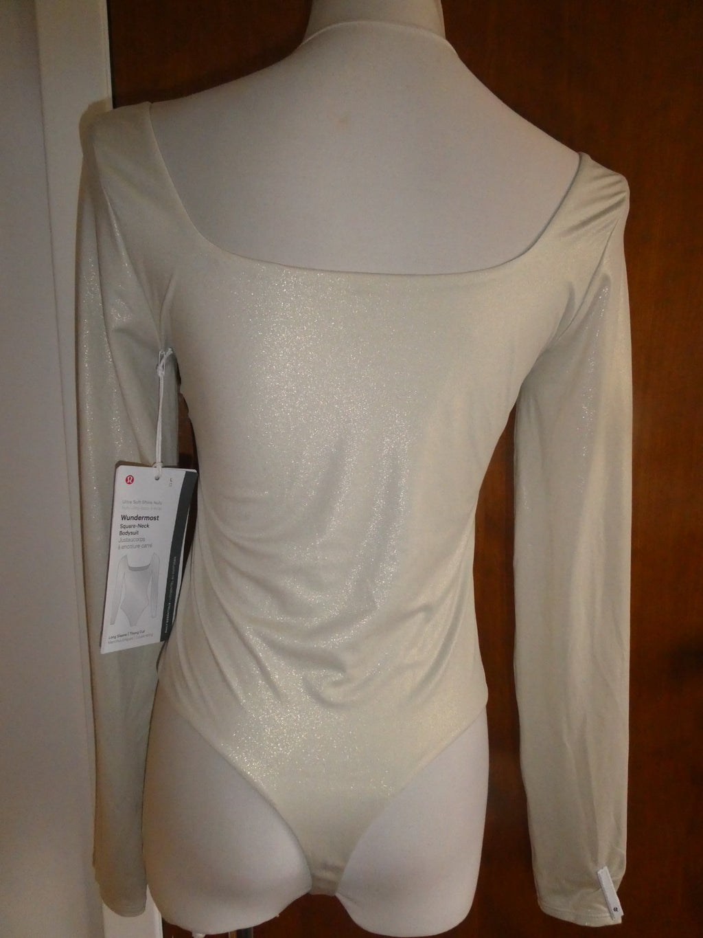 Lululemon Bodysuit Wundermost Nulu Long Sleeve Gray Soft with Subtle Shine Large
