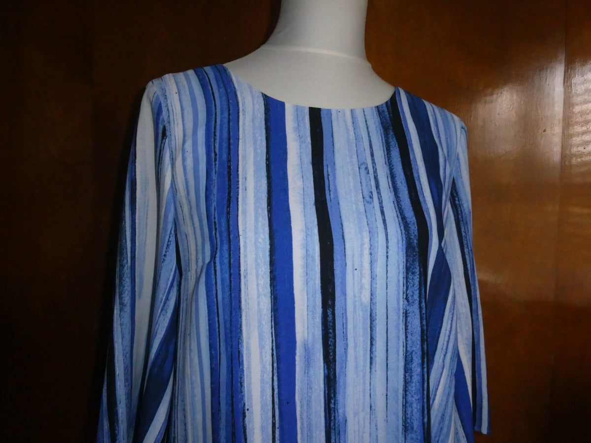 Apt. 9 Women’s Size 10 Blue Striped Shift Dress Lined Cutout Back NWT