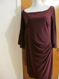 Ralph Lauren Women’s Burgundy Bell-Sleeve Gathered Off Shoulder Dress  NWT