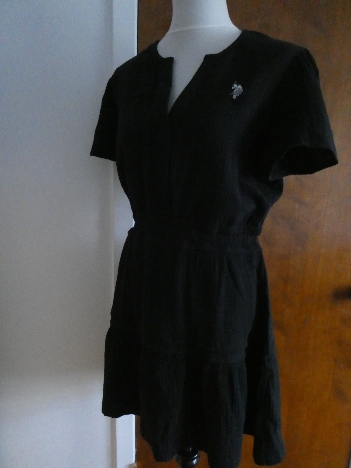 U.S. Polo Assn. Women's Black Tiered Dress Size Medium 100% Cotton NWT