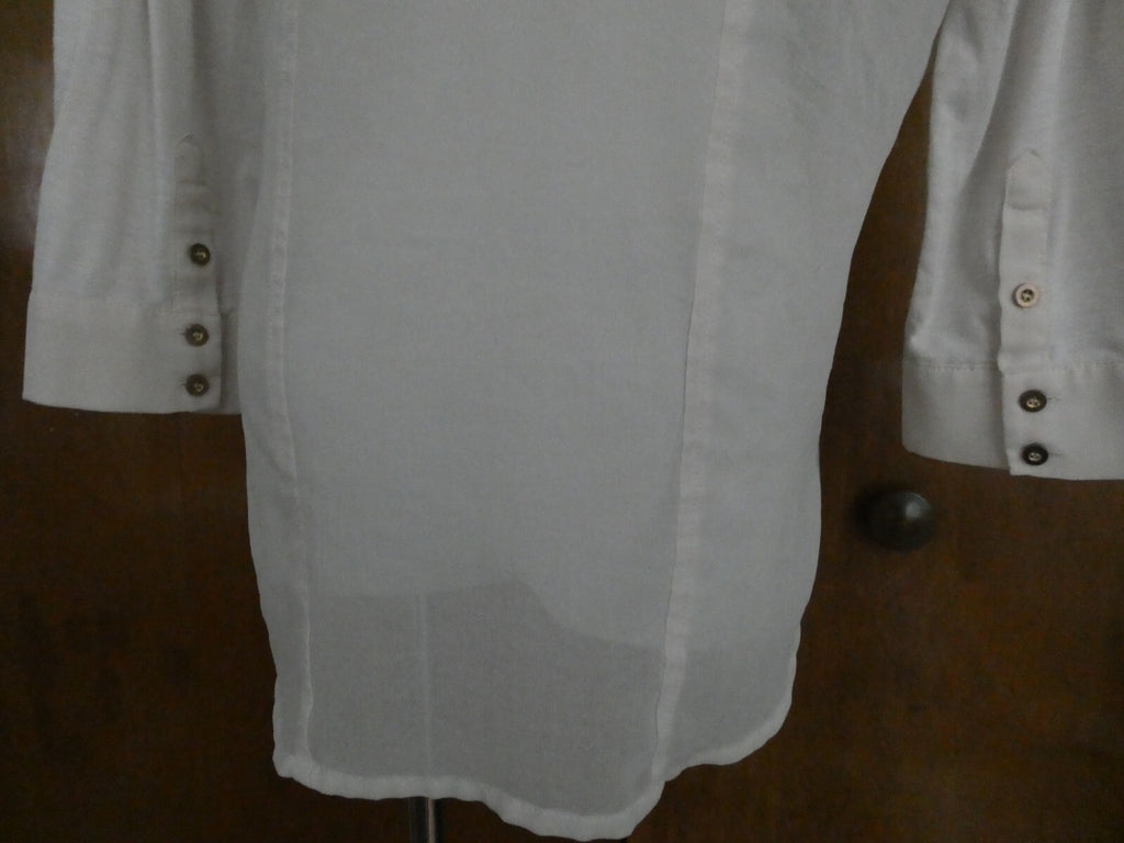Poof Ivory Roll-Tab Long Sleeve Button Down Blouse Top Large