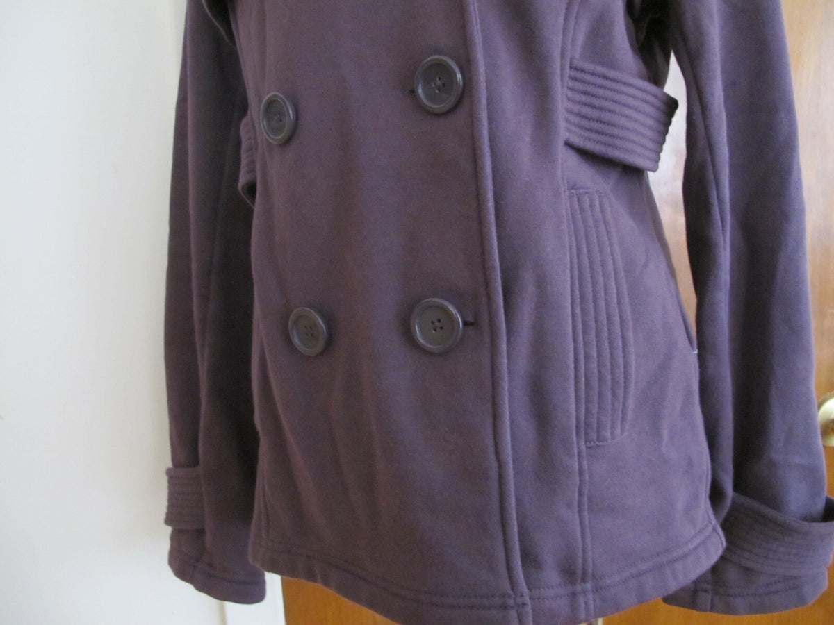 Hydraulic  women's eggplant cotton blends hooded blazer  
