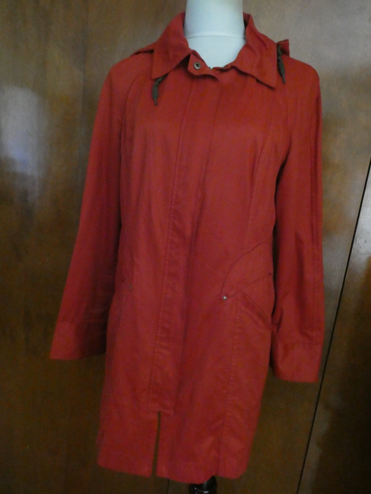 Cole Haan Burnt Orange Hooded Zip Down Zip Out Lined Pea Coat Medium