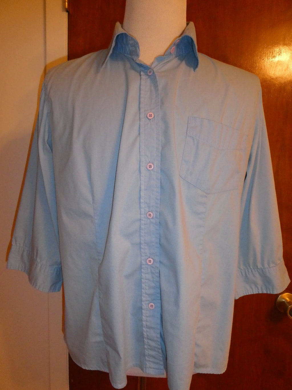 Avenue Women’s Top Size 18/20 Blue Button Front 3/4 Sleeve Stretch Plus