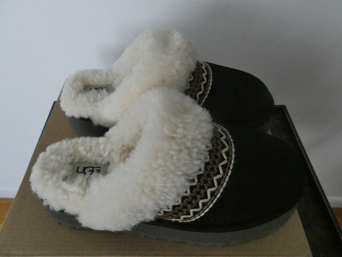 UGG DISQUETTE ATHERSON WOMENS BLACK SHEEPSKIN SLIPPERS Size 8