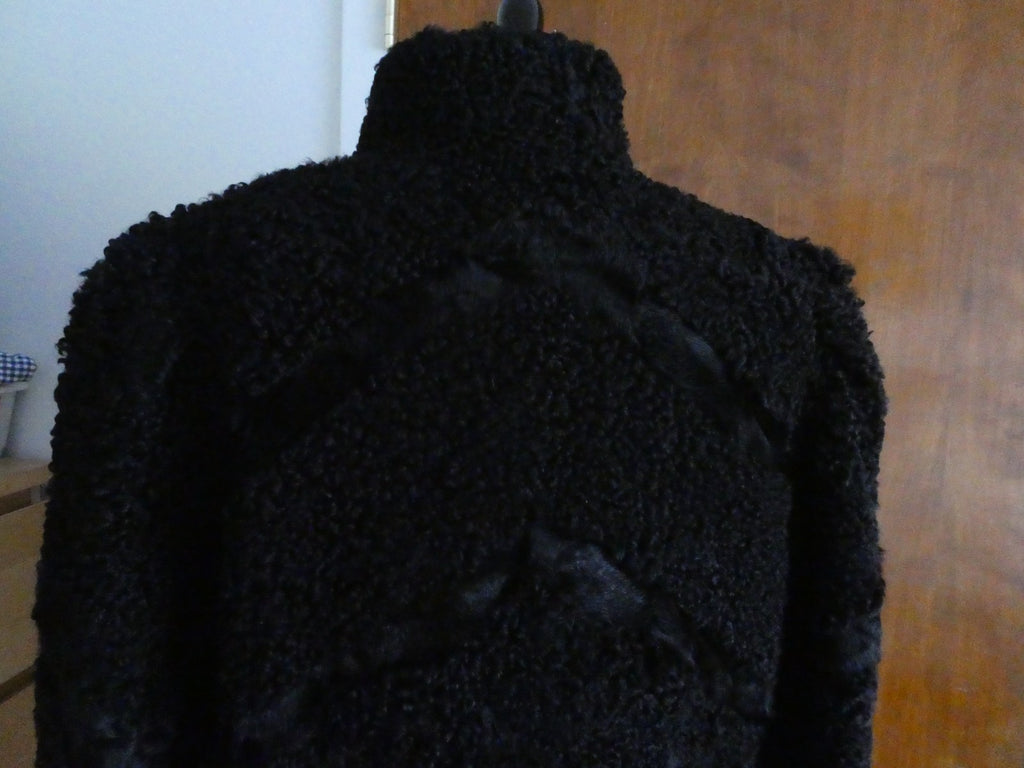 Genuine Fur Karakul Women’s Black Persian Lamb Coat Size Large Made in Moldova
