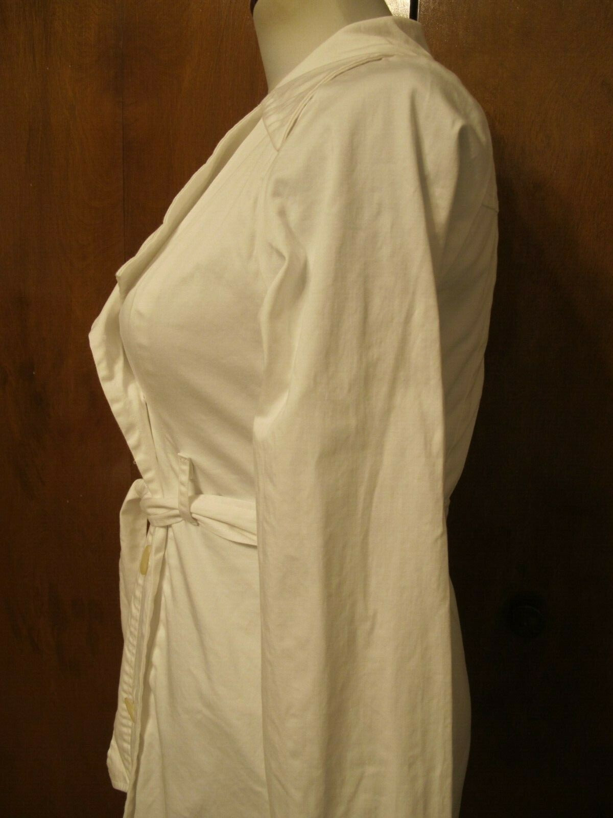 Nine West Women’s White Button-Down Cotton Trench Lined Coat Blazer M (fits S)