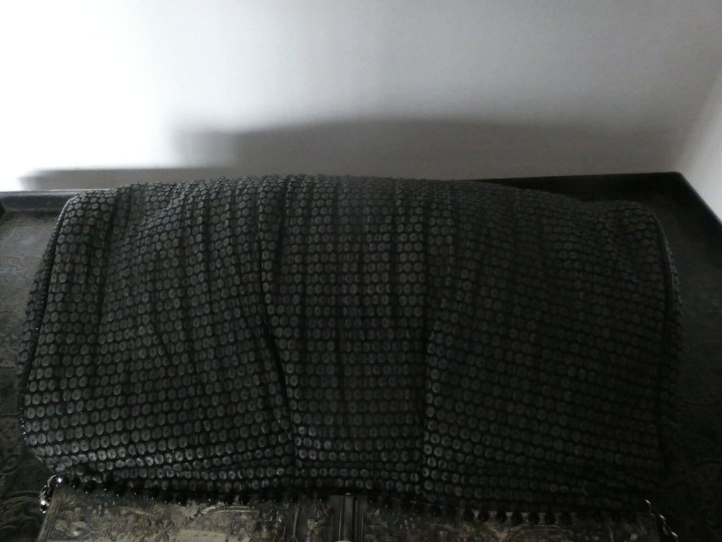 Grace Ann Agostino Vintage Womens Black Woven Leather Bag Purse Silver Tone Deco