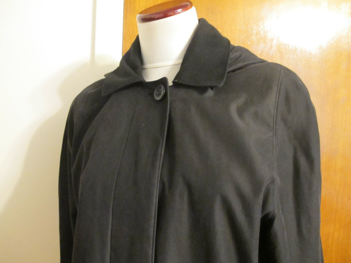 London Fog women's black A-line hooded jacket coat Small
