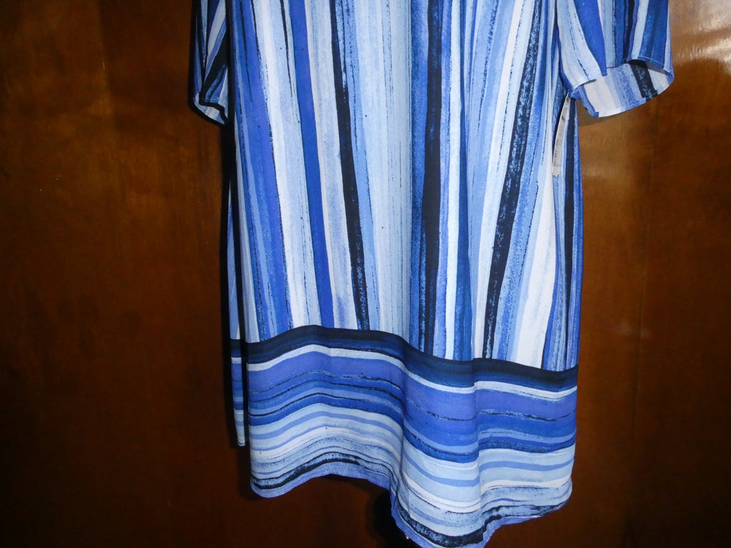 Apt. 9 Women’s Size 10 Blue Striped Shift Dress Lined Cutout Back NWT