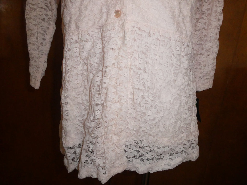ALFANI Women's Sugar Pink Fringe-textured Sheer Lined Blouse Shirt Top Large