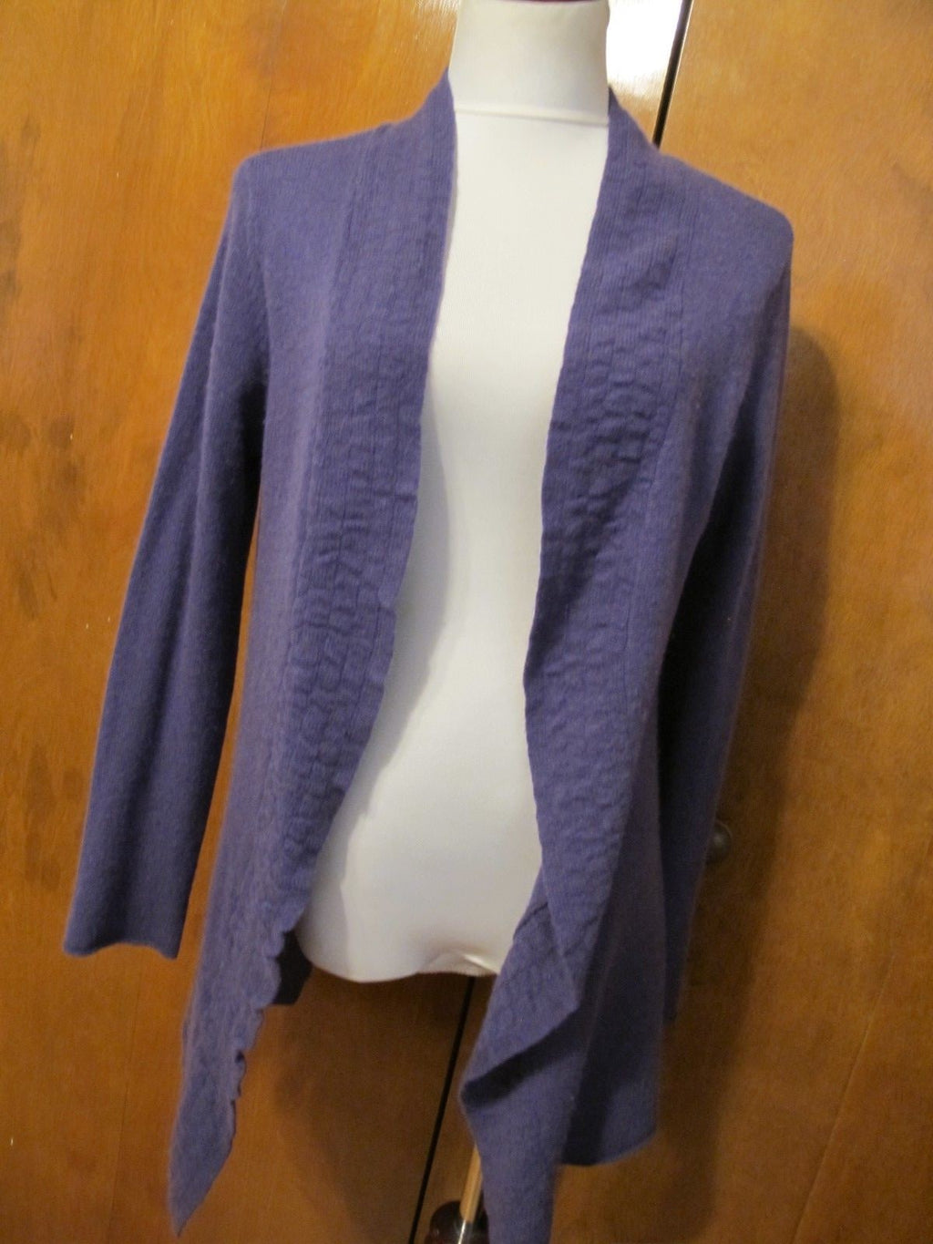 Just Cashmere Women's Purple Cashmere Open Front Detailed Cardigan Medium 