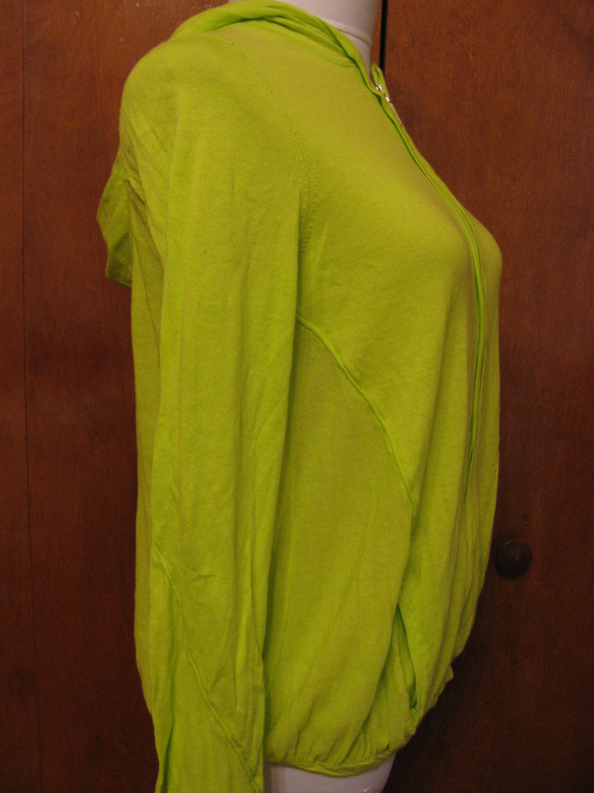Magaschoni women's  green cotton zippered cardigan Xsmall New