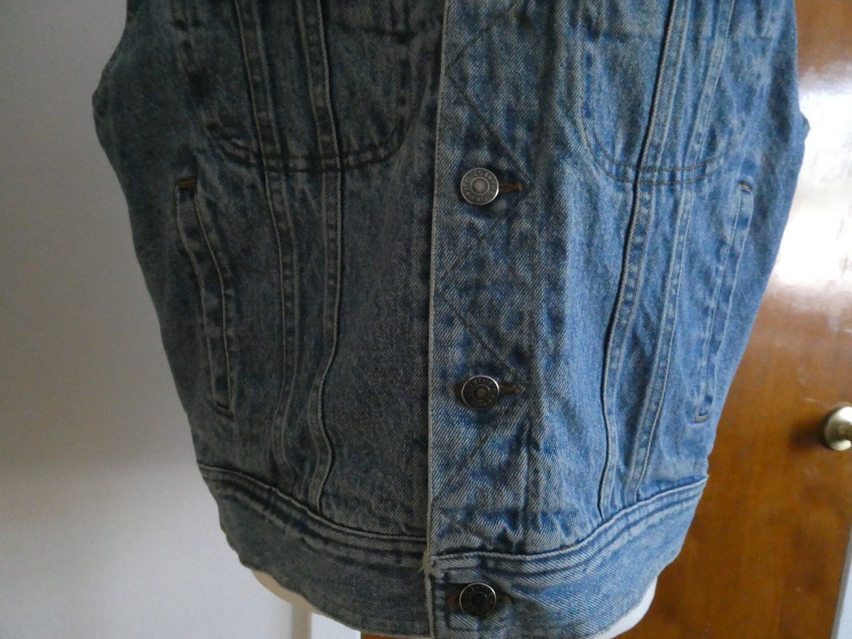Ventura Denim Vest Cotton Quilted Lined Blue Jean Trucker Style Vintage Medium
