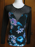 Guess women's black long sleeve mesh evening sweetheart top sz medium NWT