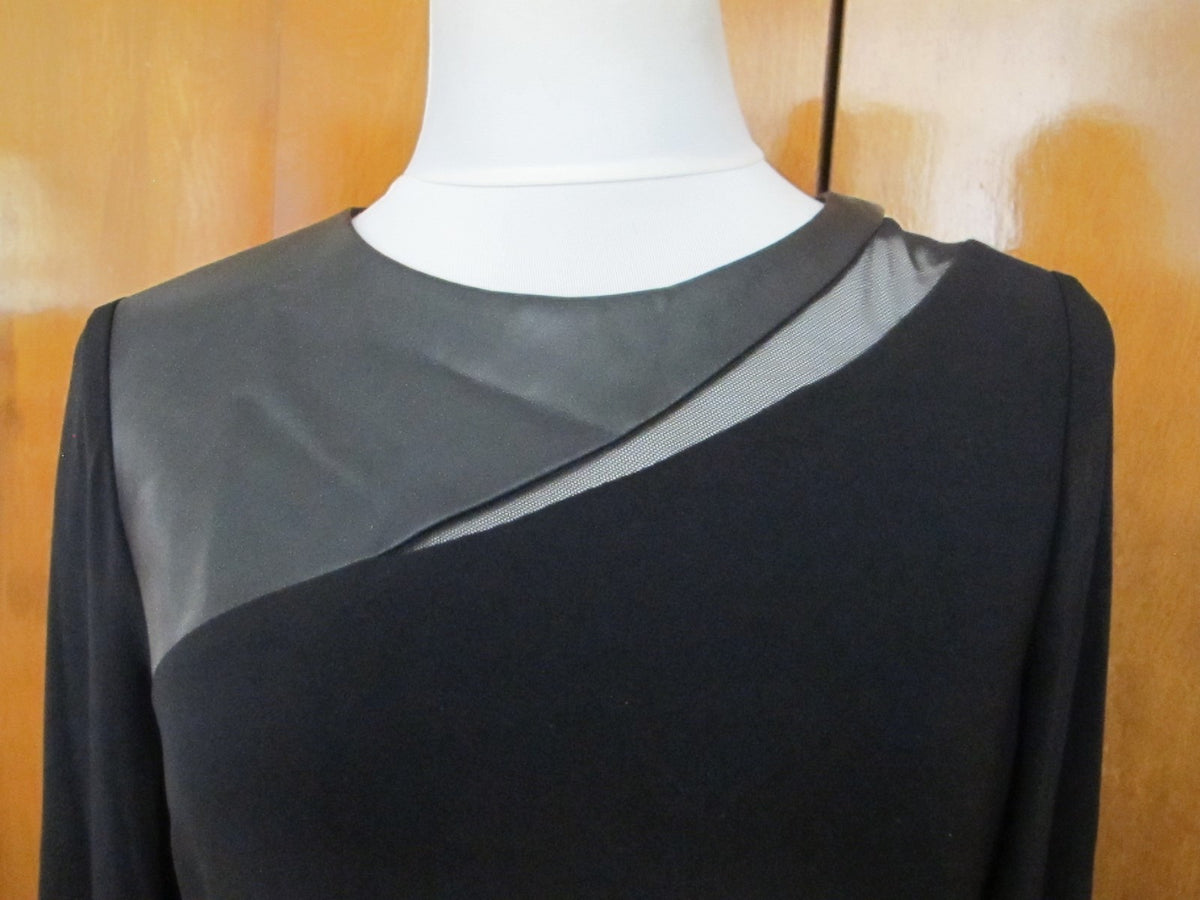 Ralph Lauren women's faux leather insert black detailed dress 12 
